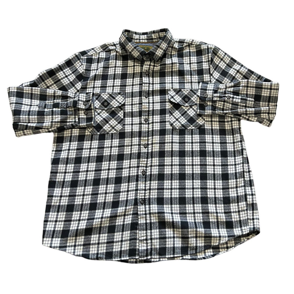 Anchorage Black and White Flannel Button Down Rugged Outdoor Gorpcore Size XXL